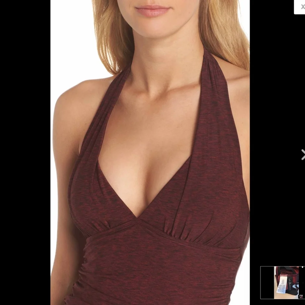 NWT La Blanca Midnight Rain Goddess Tankini Top in Crimson‎ Red [SZ 8 US]